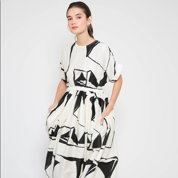 blue dress for baby girl Black Crane Easy Dress Thin Stripe – Peony Rouge main image 0